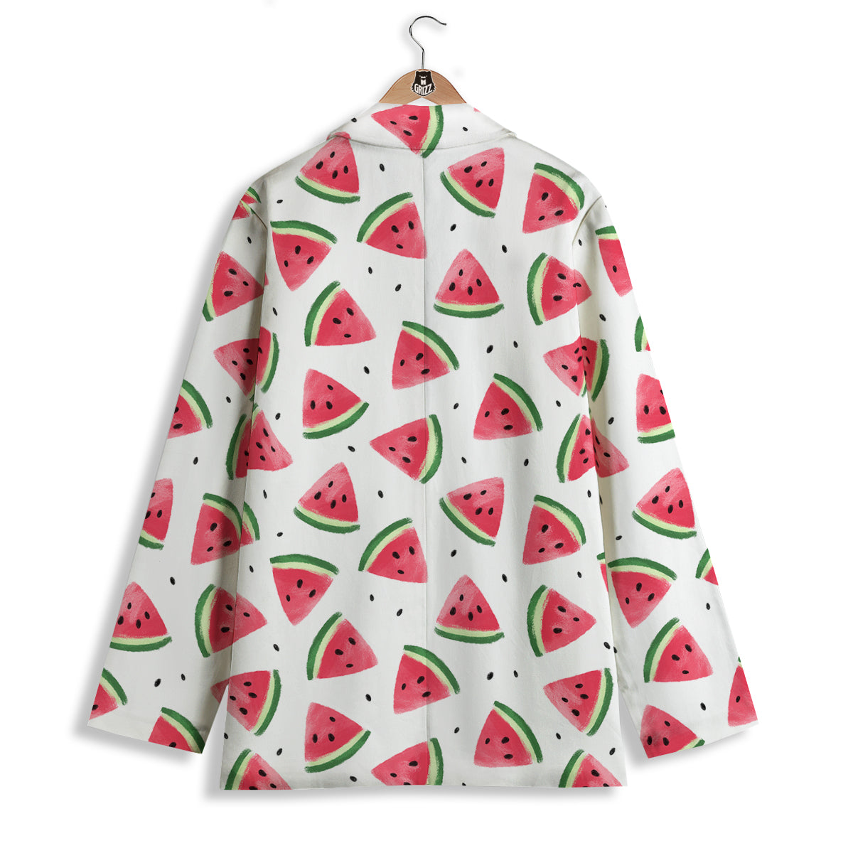 Watermelon White Tropical Print Pattern Women's Blazer-grizzshop