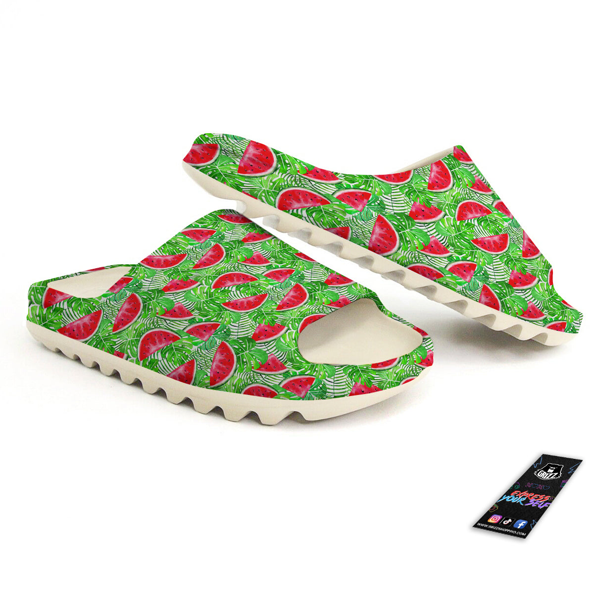 Watermelon Aloha Tropical Print Pattern Sandals-grizzshop