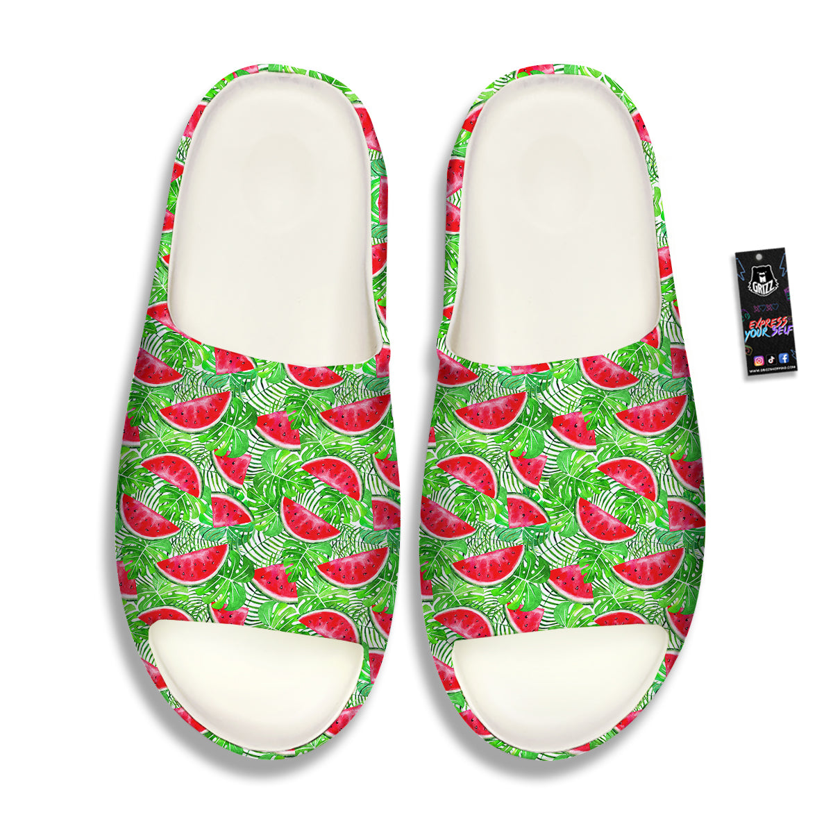 Watermelon Aloha Tropical Print Pattern Sandals-grizzshop