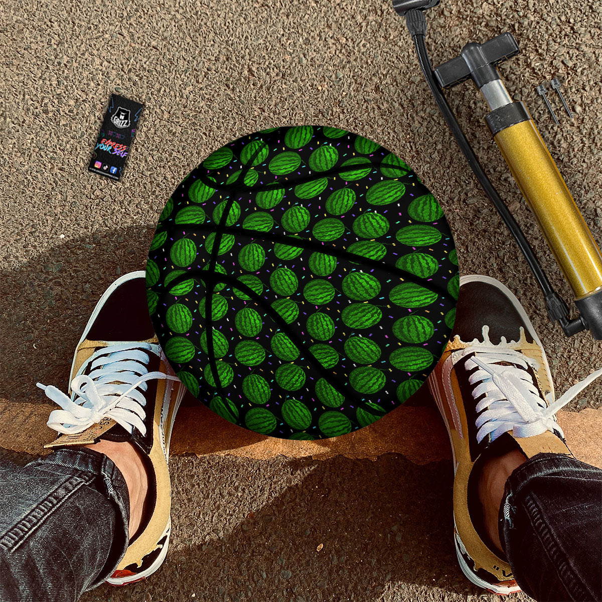 Watermelon Black Cute Print Pattern Basketball