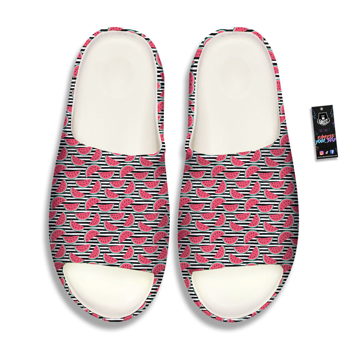 Watermelon Black Striped Print Pattern Sandals-grizzshop