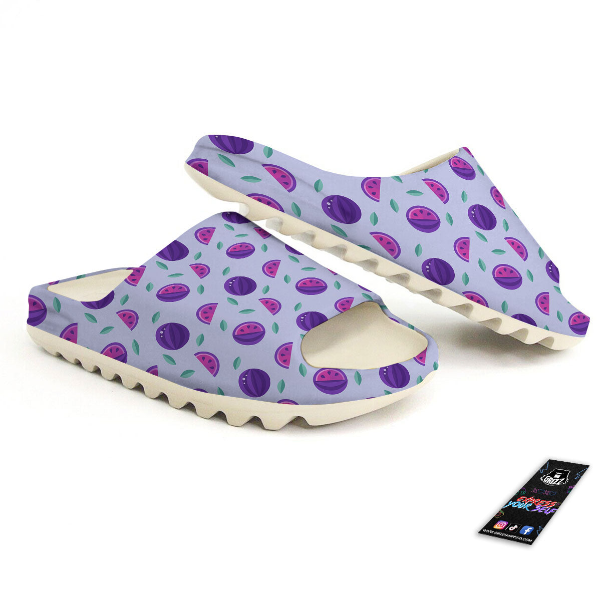 Watermelon Fancy Purple Print Pattern Sandals-grizzshop