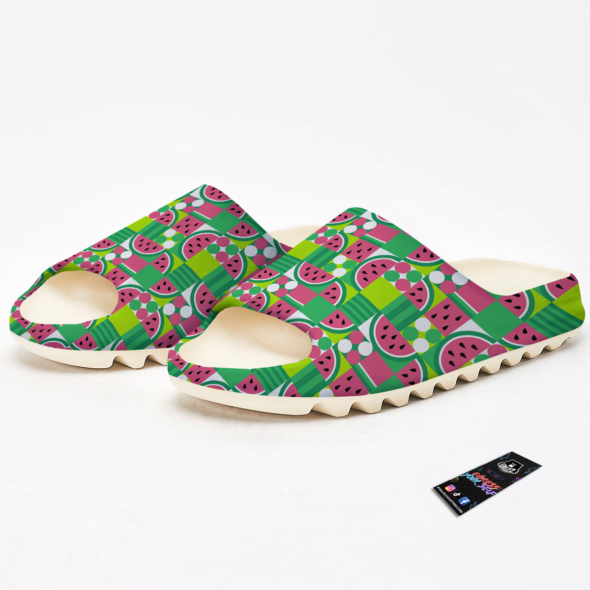 Watermelon Fruit Slice Geometric Print Sandals