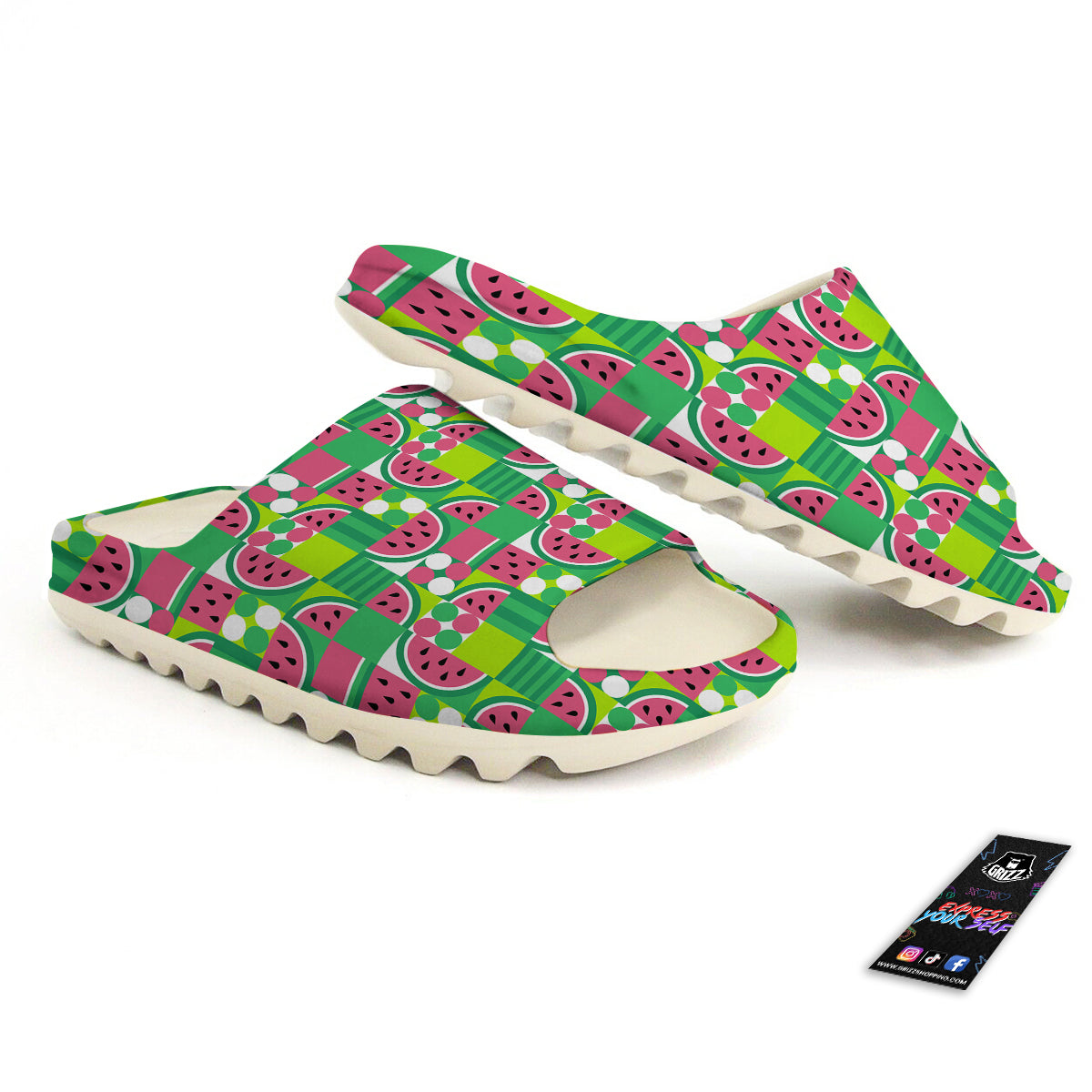 Watermelon Fruit Slice Geometric Print Sandals