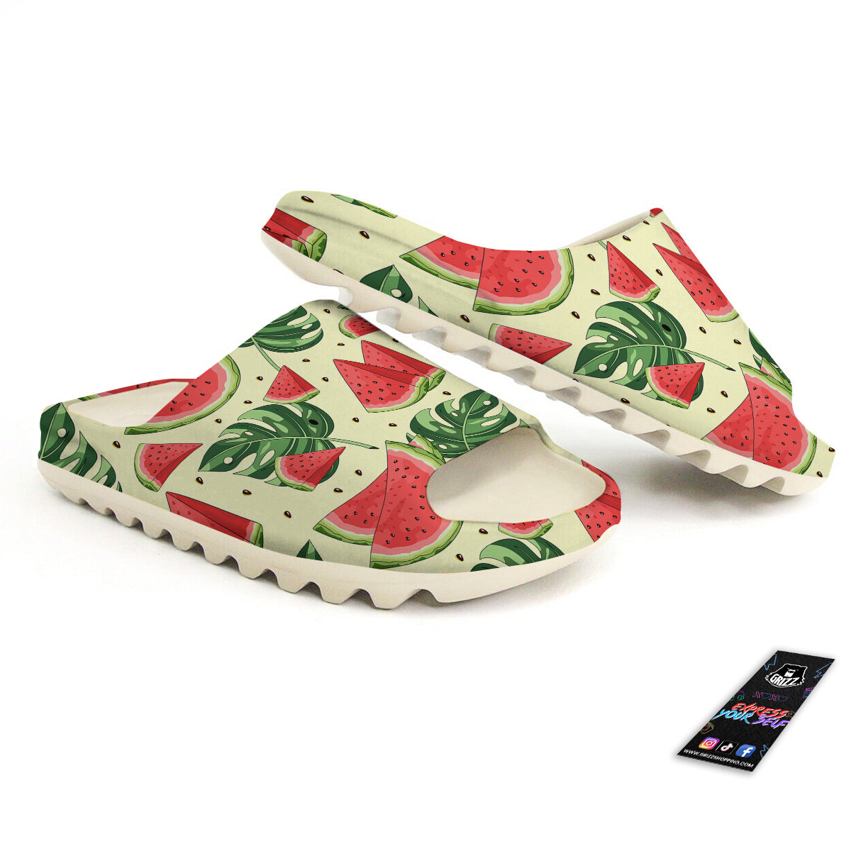Watermelon Leaf Tropical Print Pattern Sandals-grizzshop