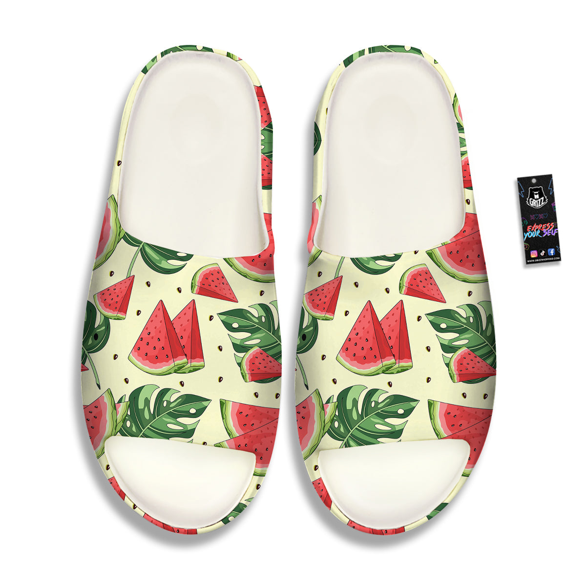 Watermelon Leaf Tropical Print Pattern Sandals-grizzshop