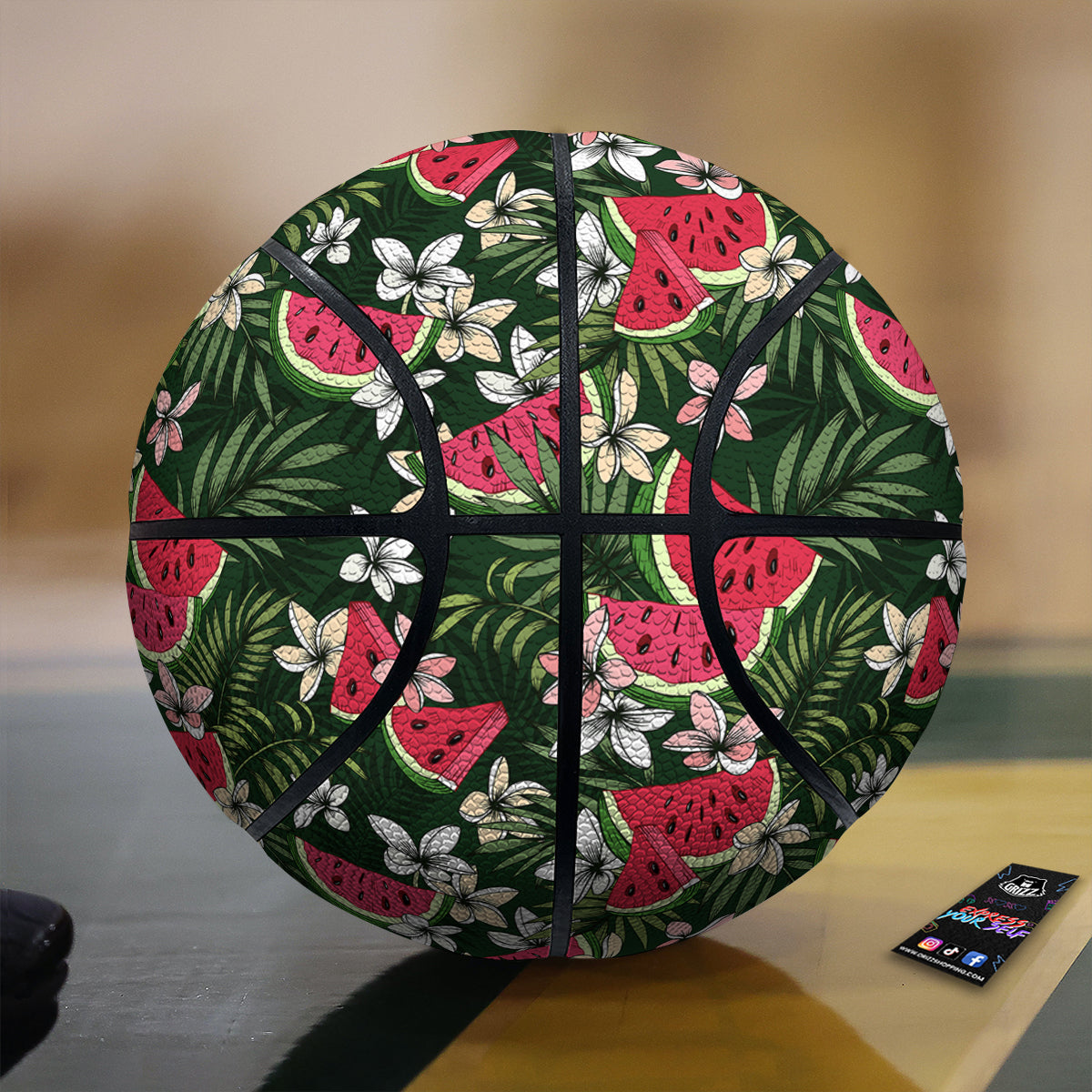 Watermelon Leaves Tropical Print Pattern Basketball