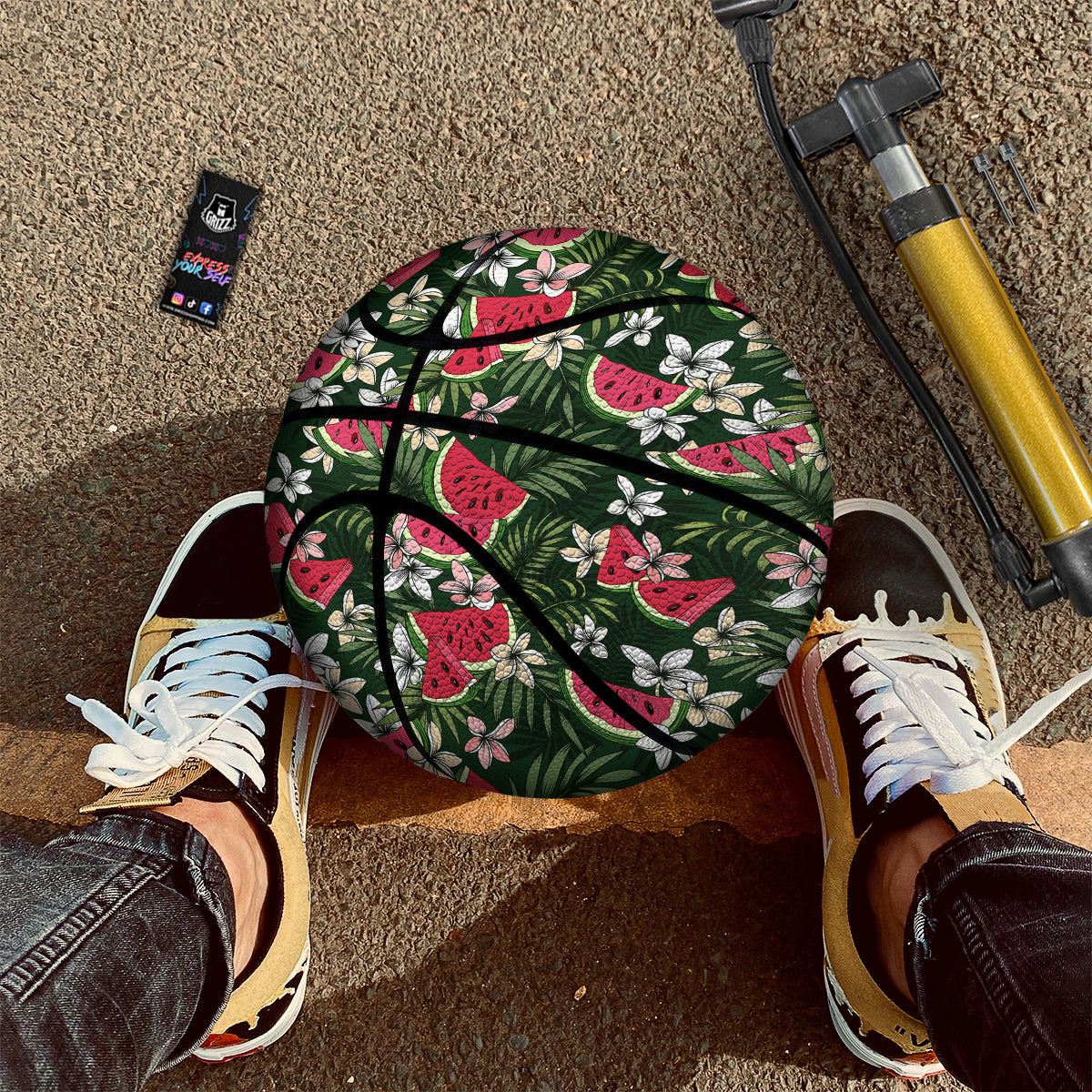 Watermelon Leaves Tropical Print Pattern Basketball