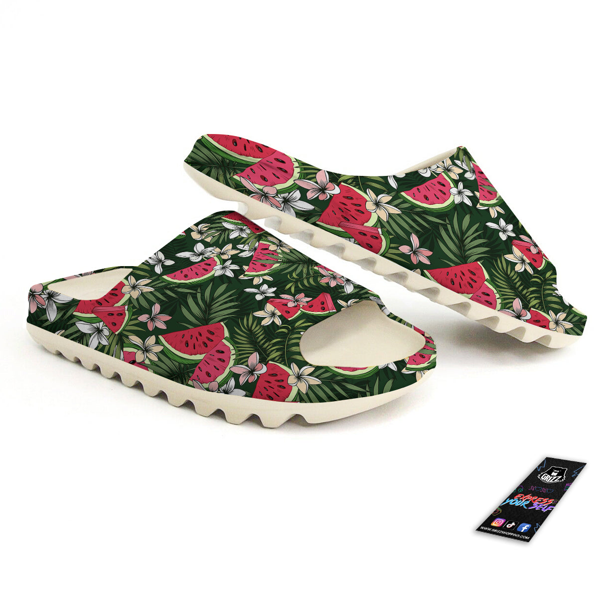 Watermelon Leaves Tropical Print Pattern Sandals-grizzshop