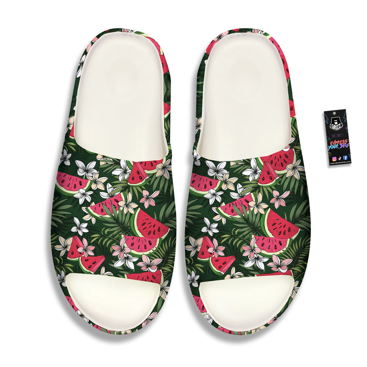 Watermelon Leaves Tropical Print Pattern Sandals-grizzshop