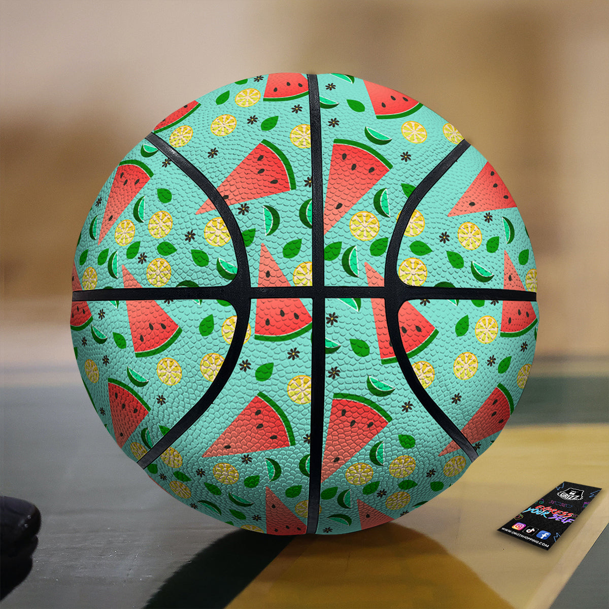 Watermelon Lime Green Print Pattern Basketball