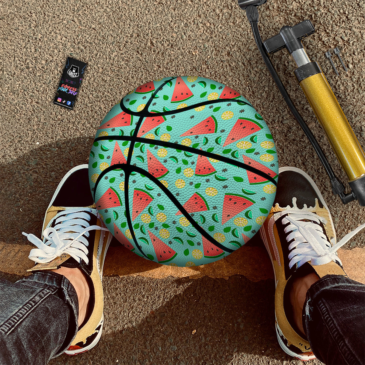 Watermelon Lime Green Print Pattern Basketball