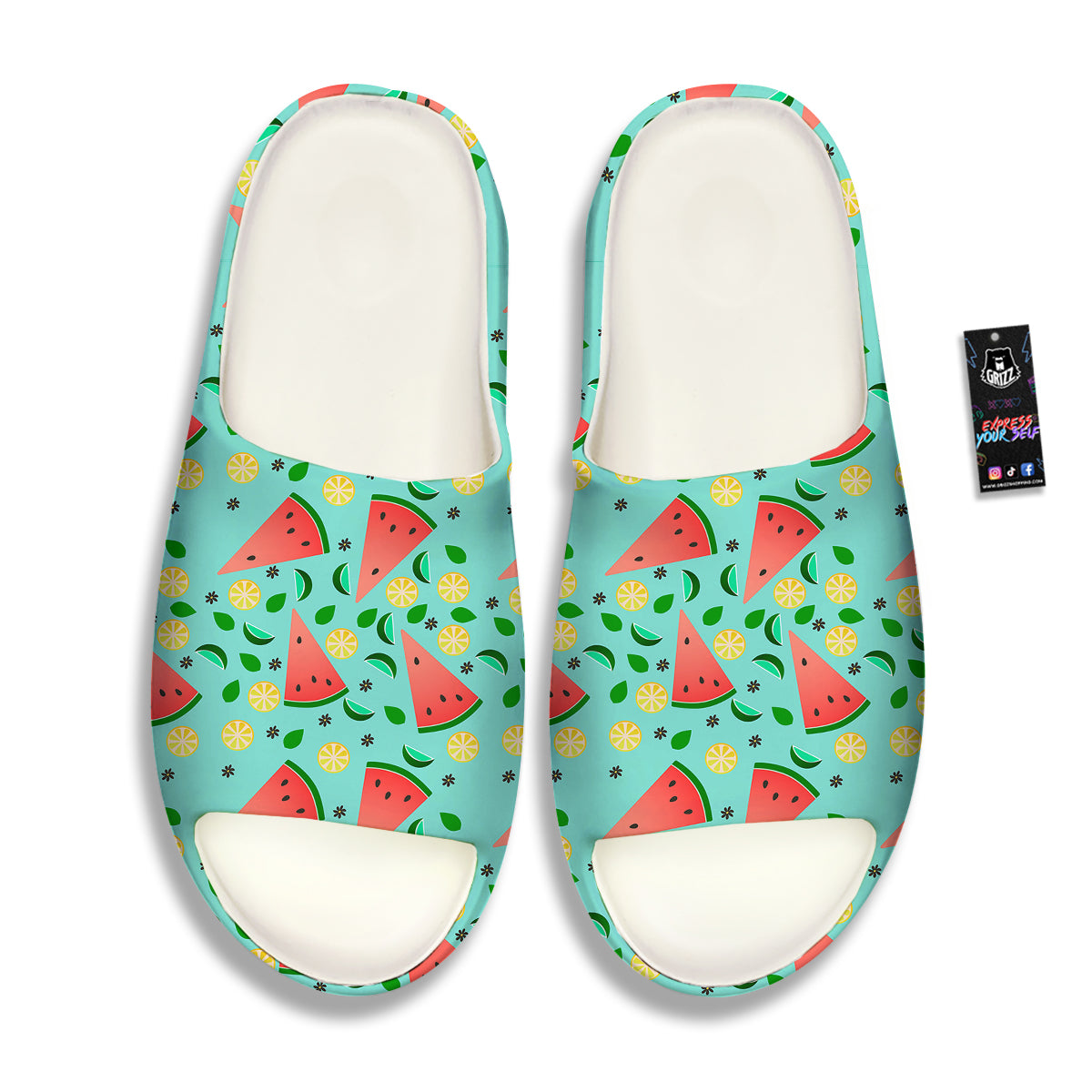 Watermelon Lime Green Print Pattern Sandals-grizzshop