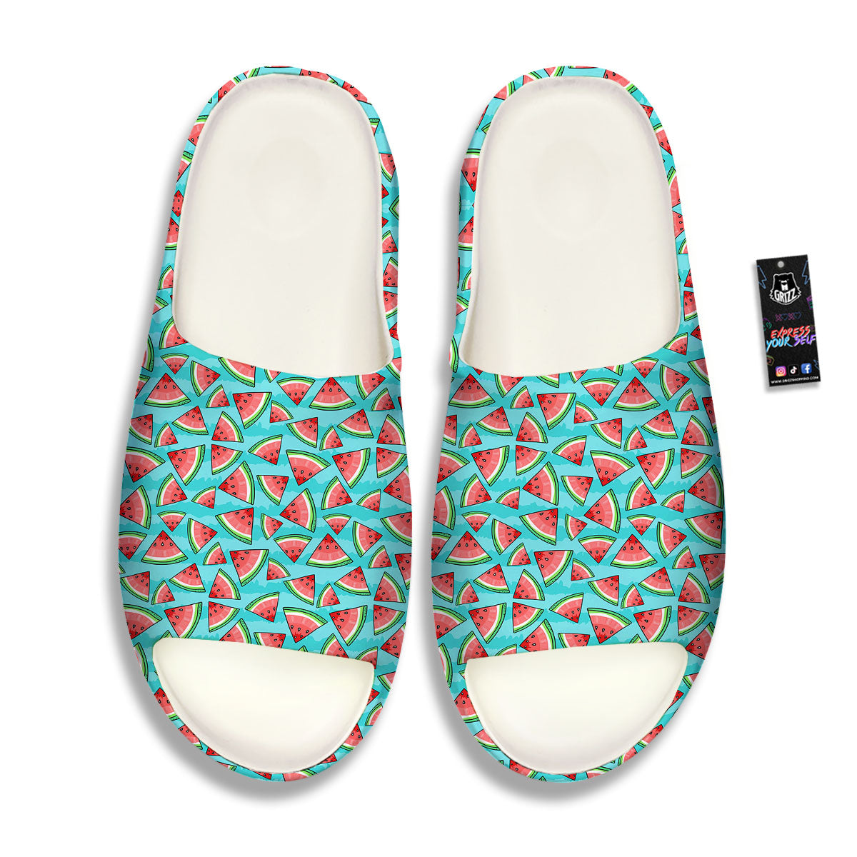 Watermelon Pieces Blue Print Pattern Sandals-grizzshop