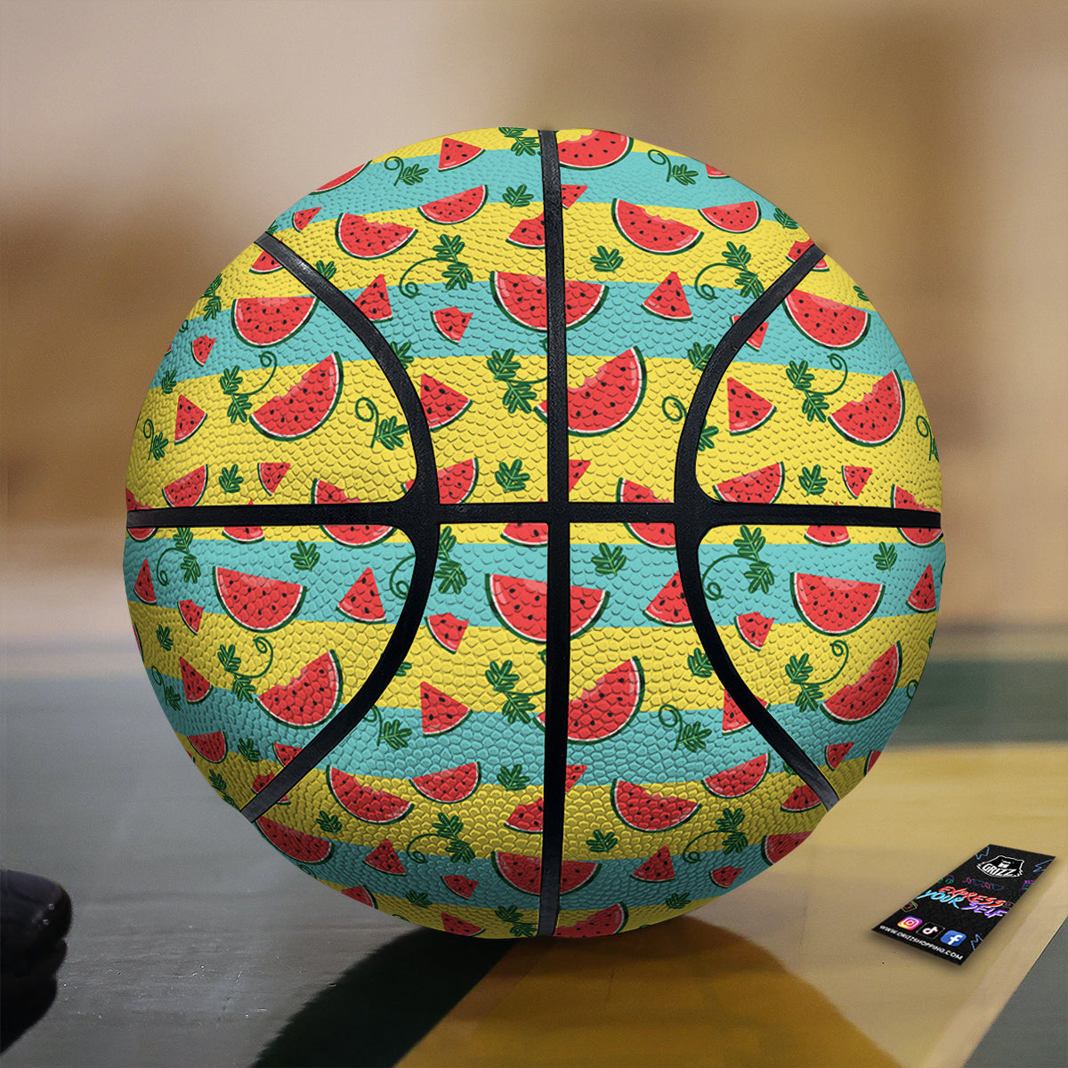 Watermelon Pieces Yellow Print Pattern Basketball