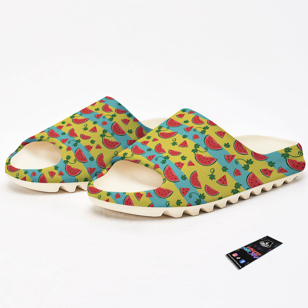 Watermelon Pieces Yellow Print Pattern Sandals-grizzshop