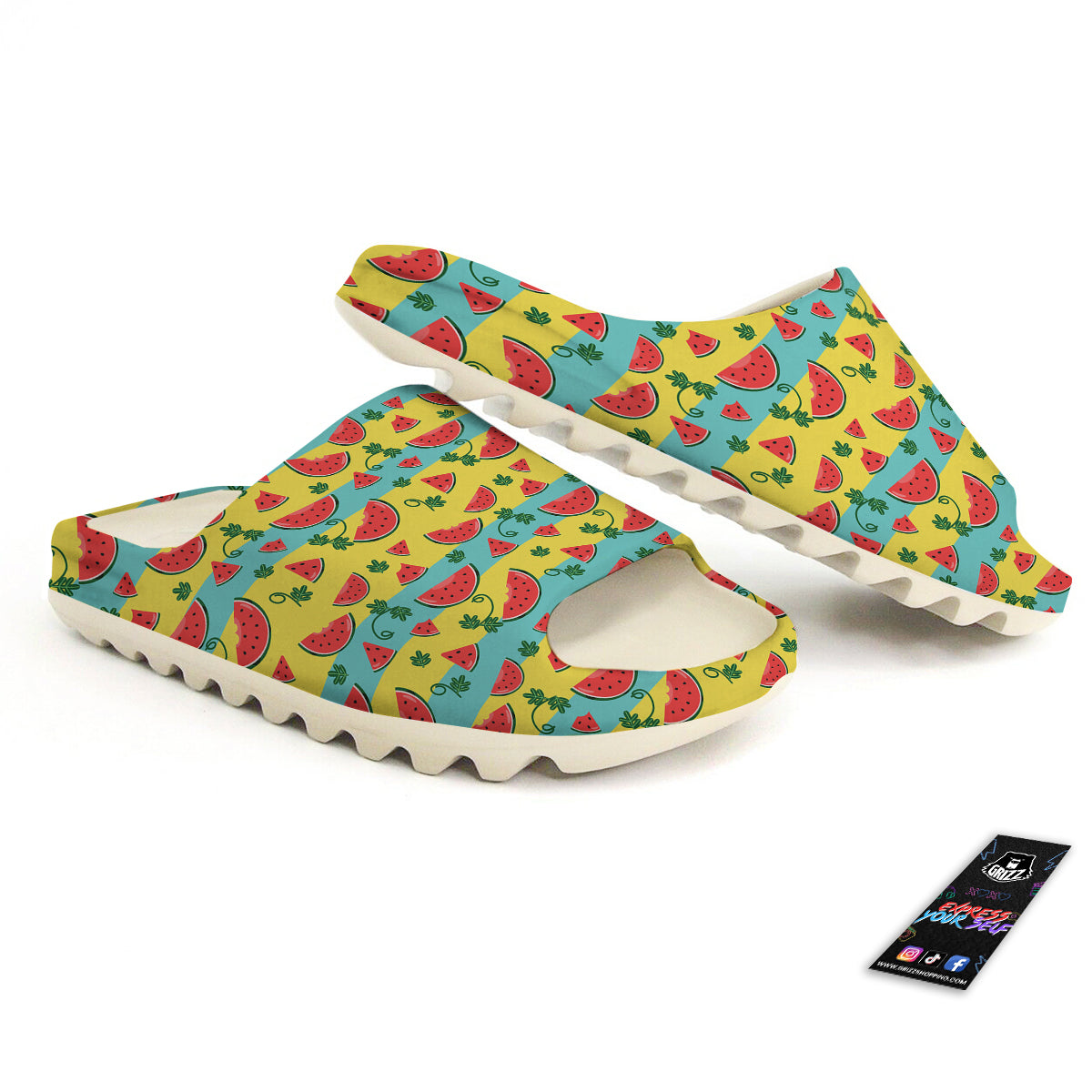 Watermelon Pieces Yellow Print Pattern Sandals-grizzshop