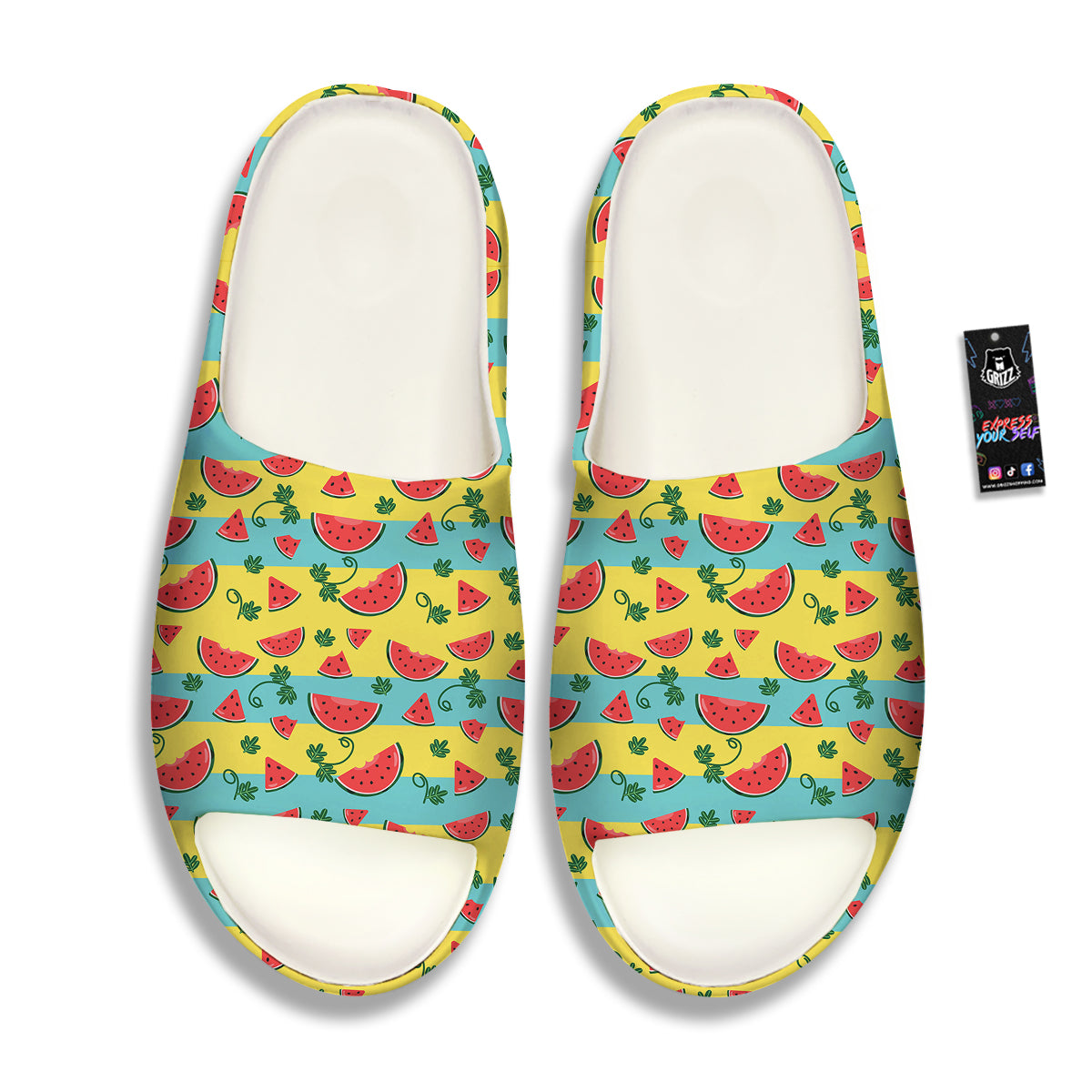 Watermelon Pieces Yellow Print Pattern Sandals-grizzshop