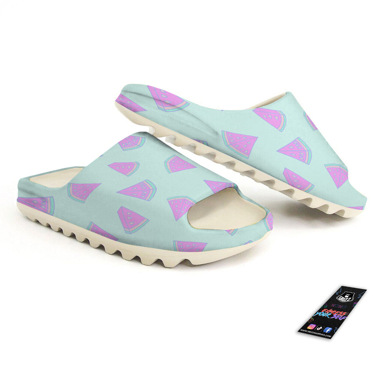 Watermelon Purple Tropical Print Pattern Sandals-grizzshop