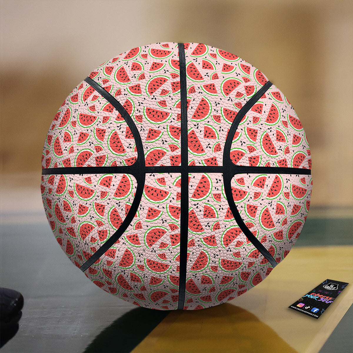 White And Orange Check Print Pattern Basketball