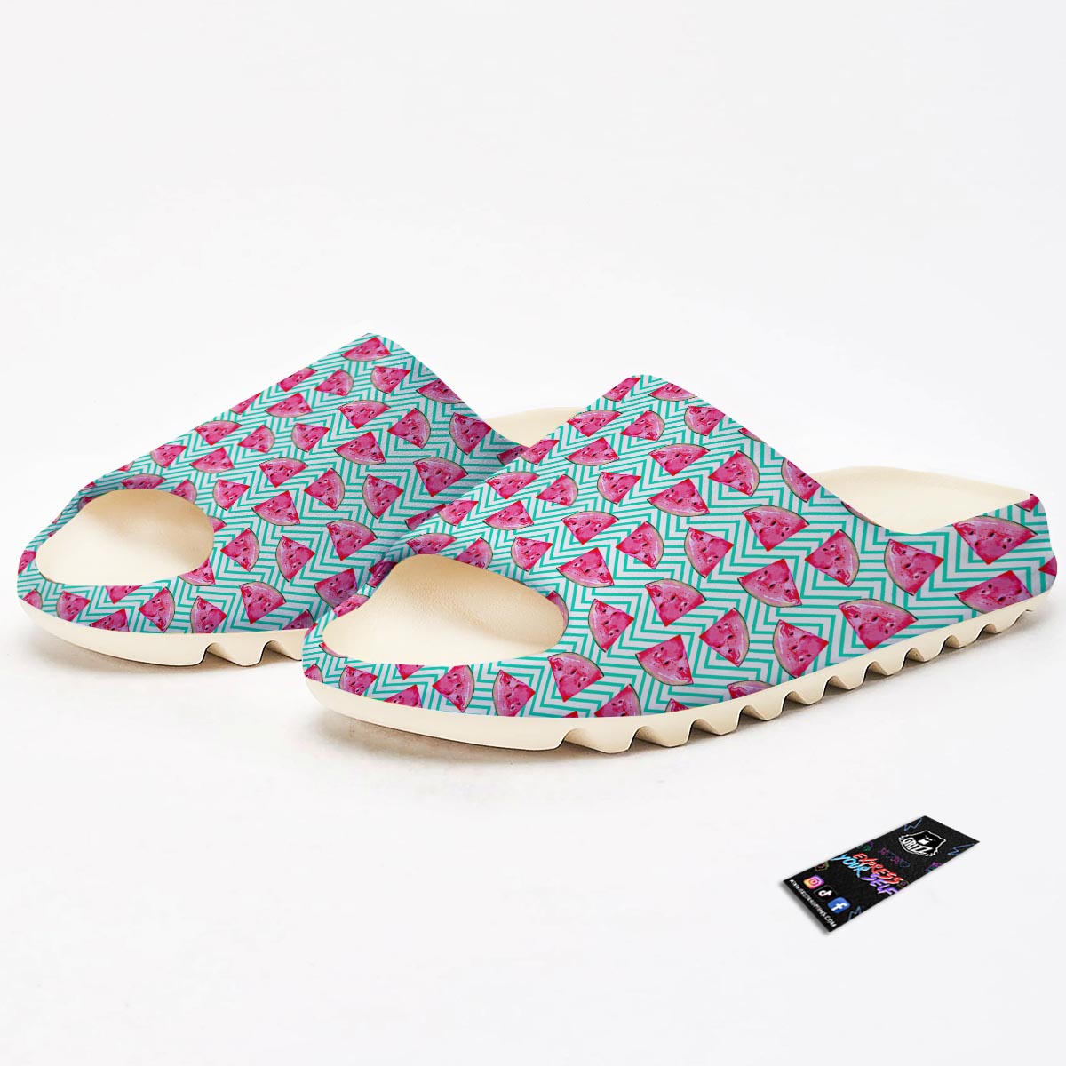 Watermelon Teal Chevron Print Pattern Sandals-grizzshop