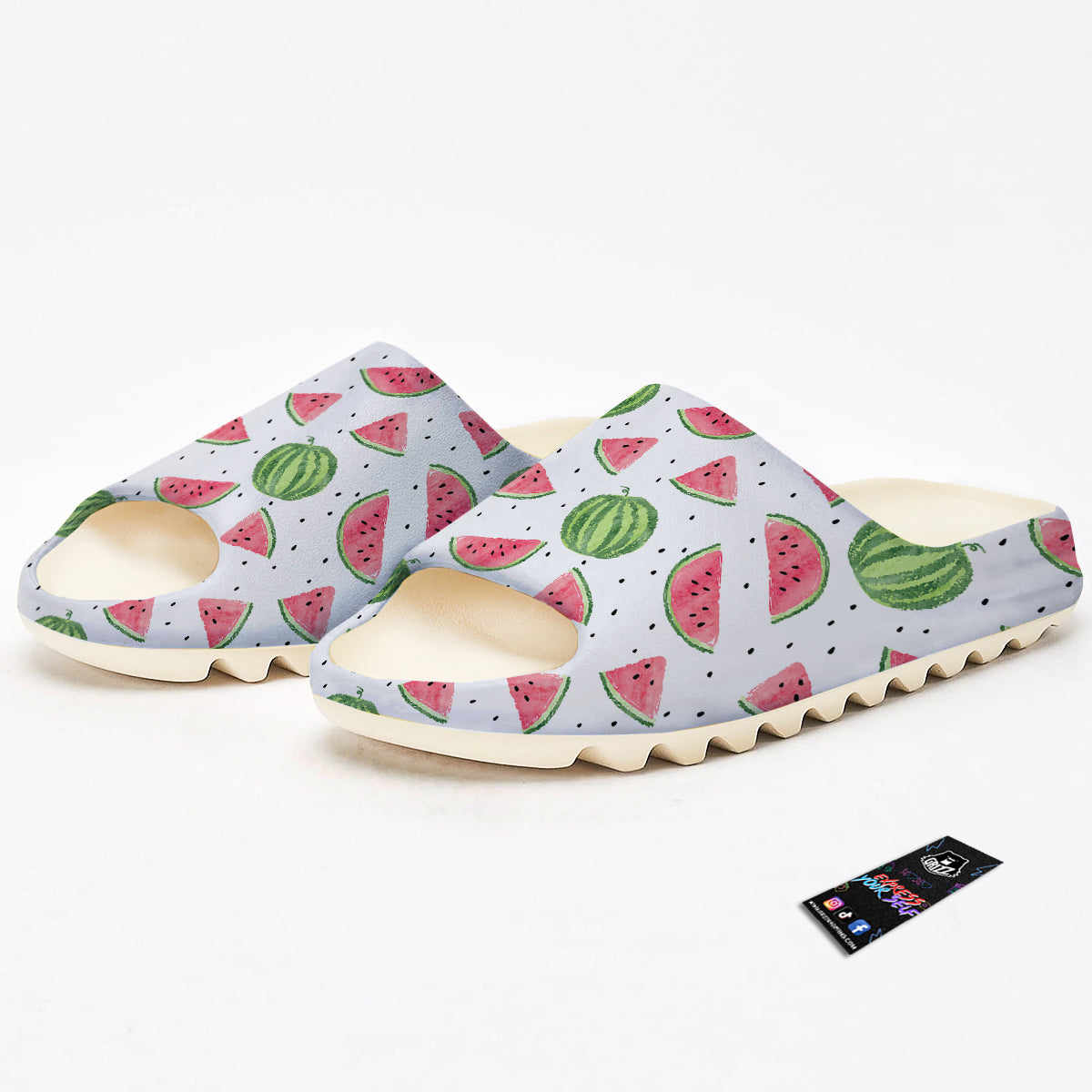 Watermelon White Summer Print Pattern Sandals-grizzshop