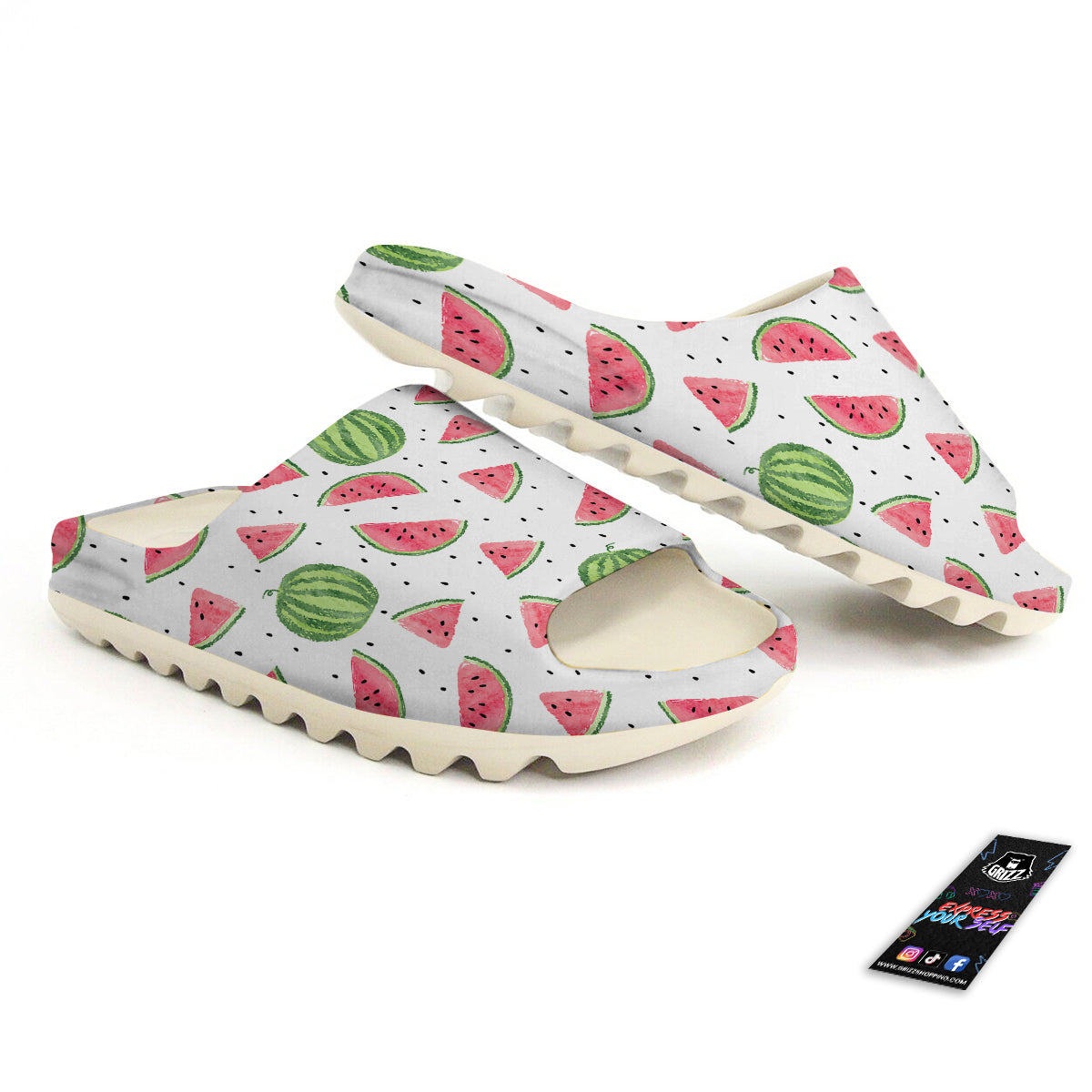 Watermelon White Summer Print Pattern Sandals-grizzshop