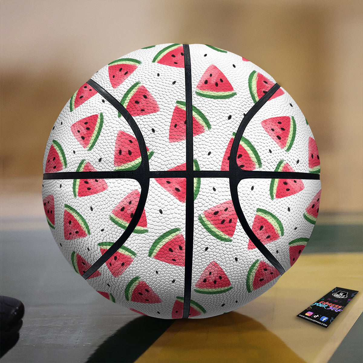 Watermelon White Tropical Print Pattern Basketball