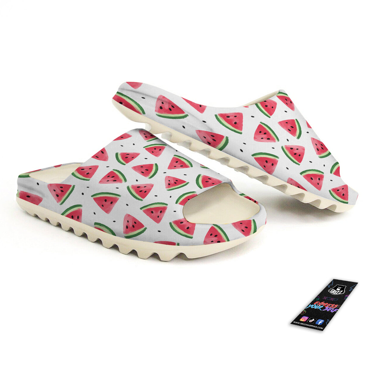 Watermelon White Tropical Print Pattern Sandals-grizzshop