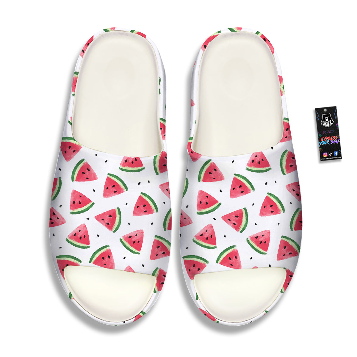 Watermelon White Tropical Print Pattern Sandals-grizzshop