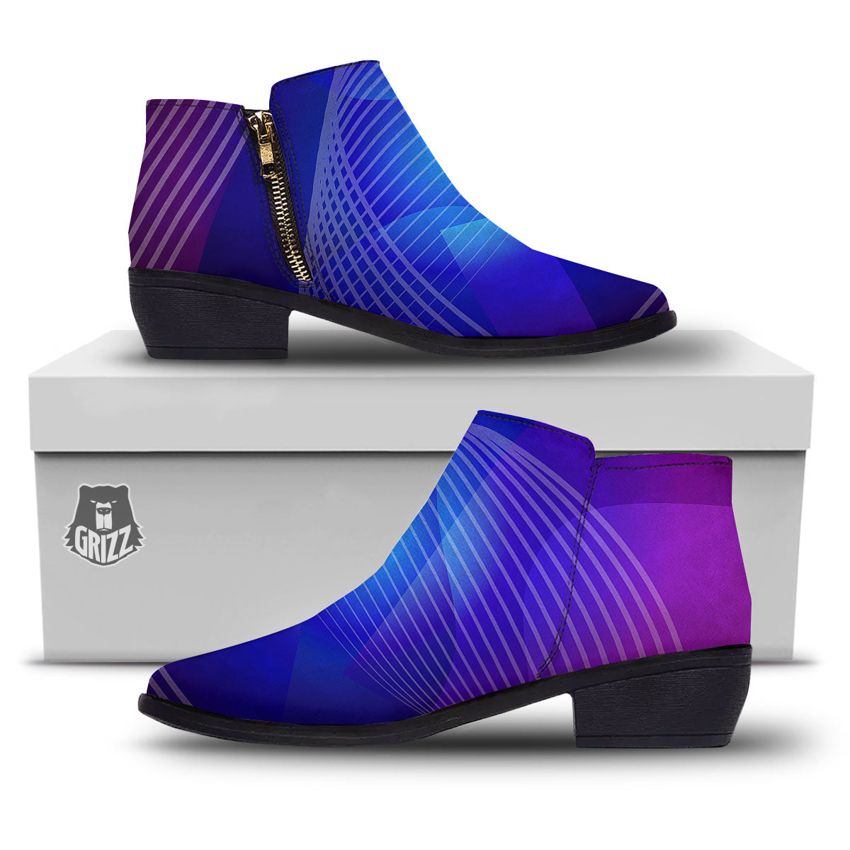 Wave EDM Print Ankle Boots-grizzshop