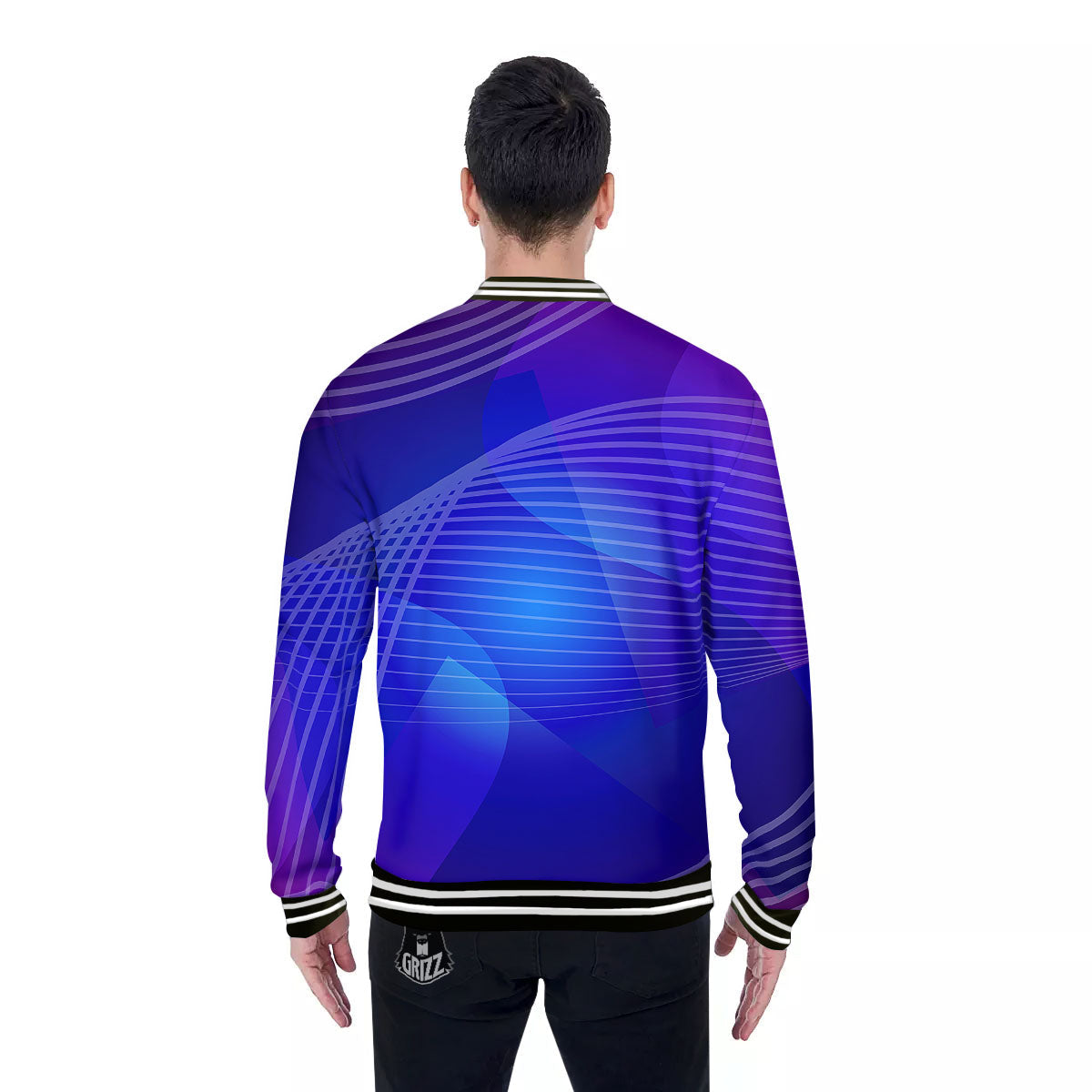 Wave EDM Print Baseball Jacket-grizzshop