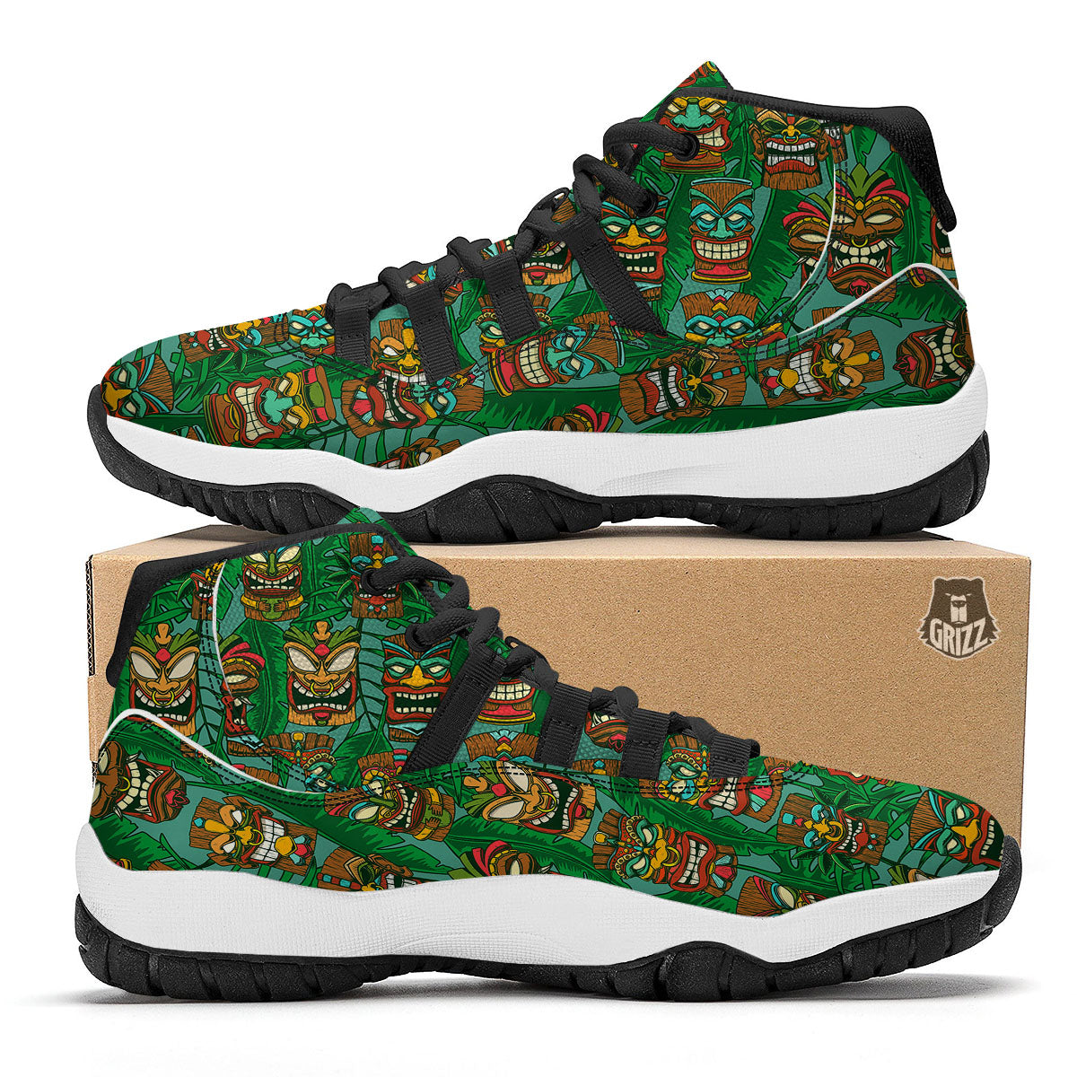 Wave EDM Print Black Bball Shoes-grizzshop