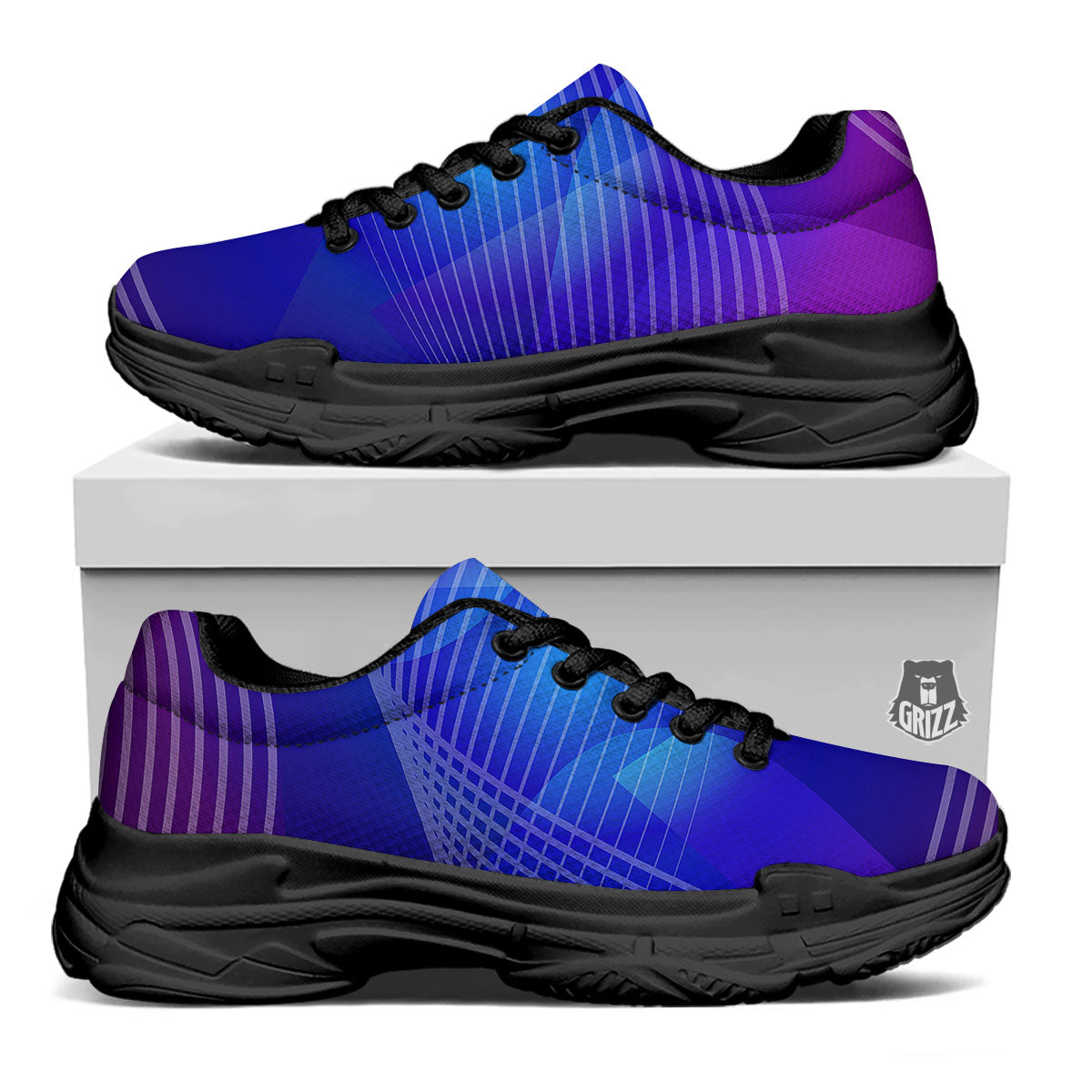 Wave EDM Print Black Chunky Shoes-grizzshop