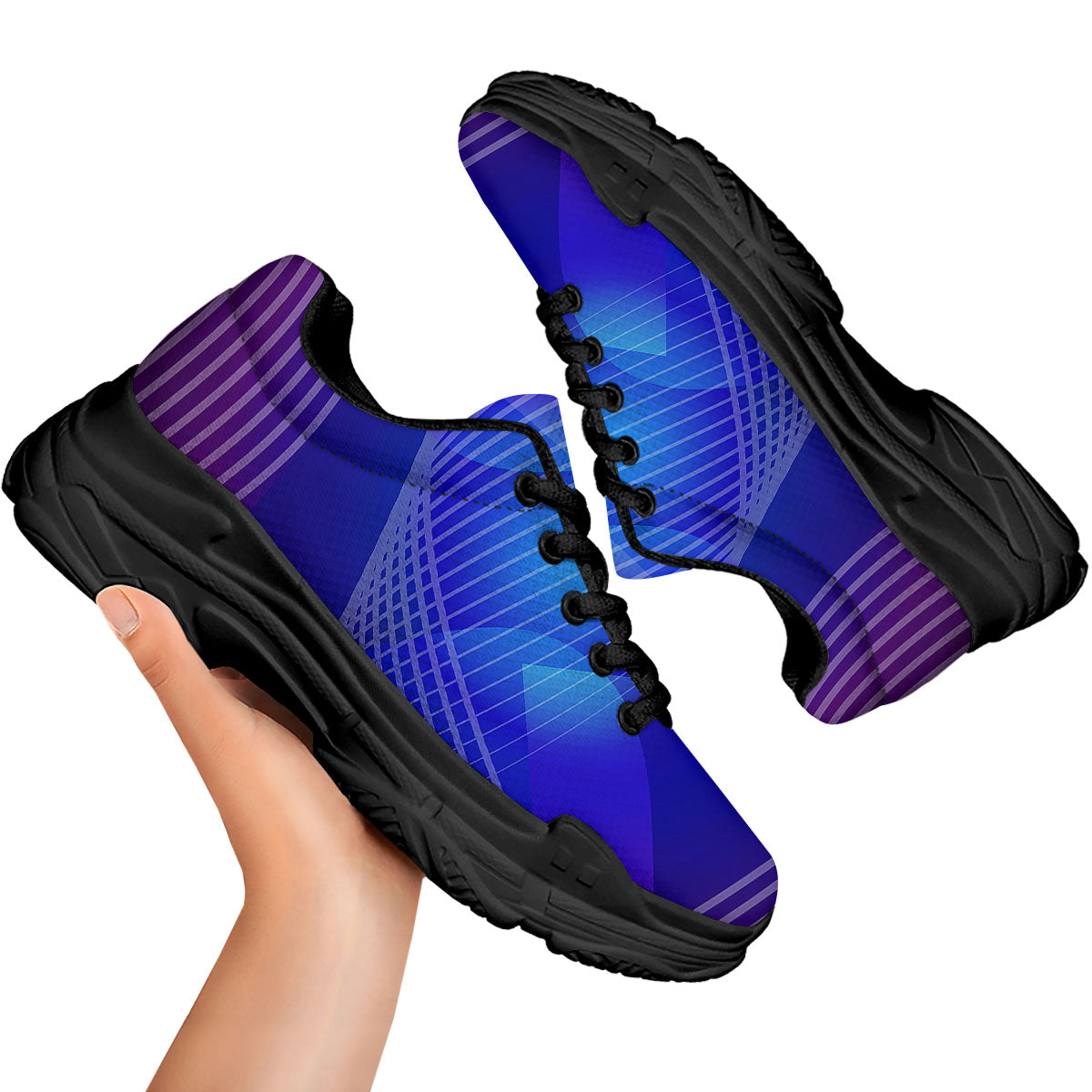 Wave EDM Print Black Chunky Shoes-grizzshop