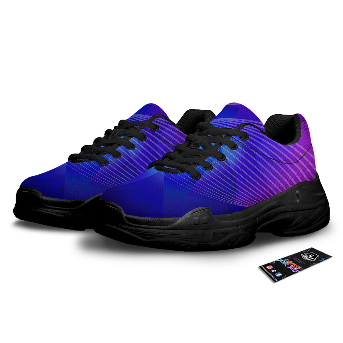 Wave EDM Print Black Chunky Shoes-grizzshop