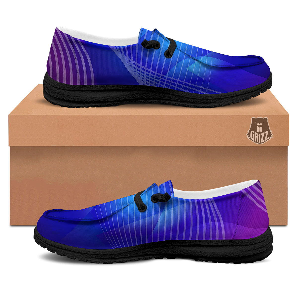 Wave EDM Print Black Loafers-grizzshop