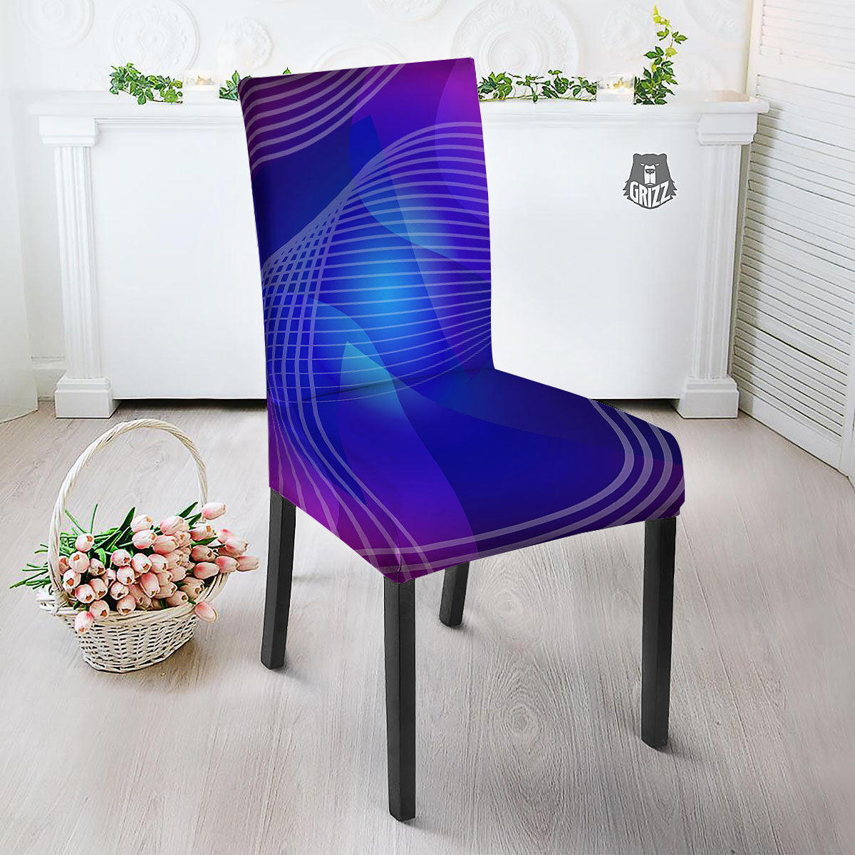 Wave EDM Print Dining Chair Slipcover-grizzshop