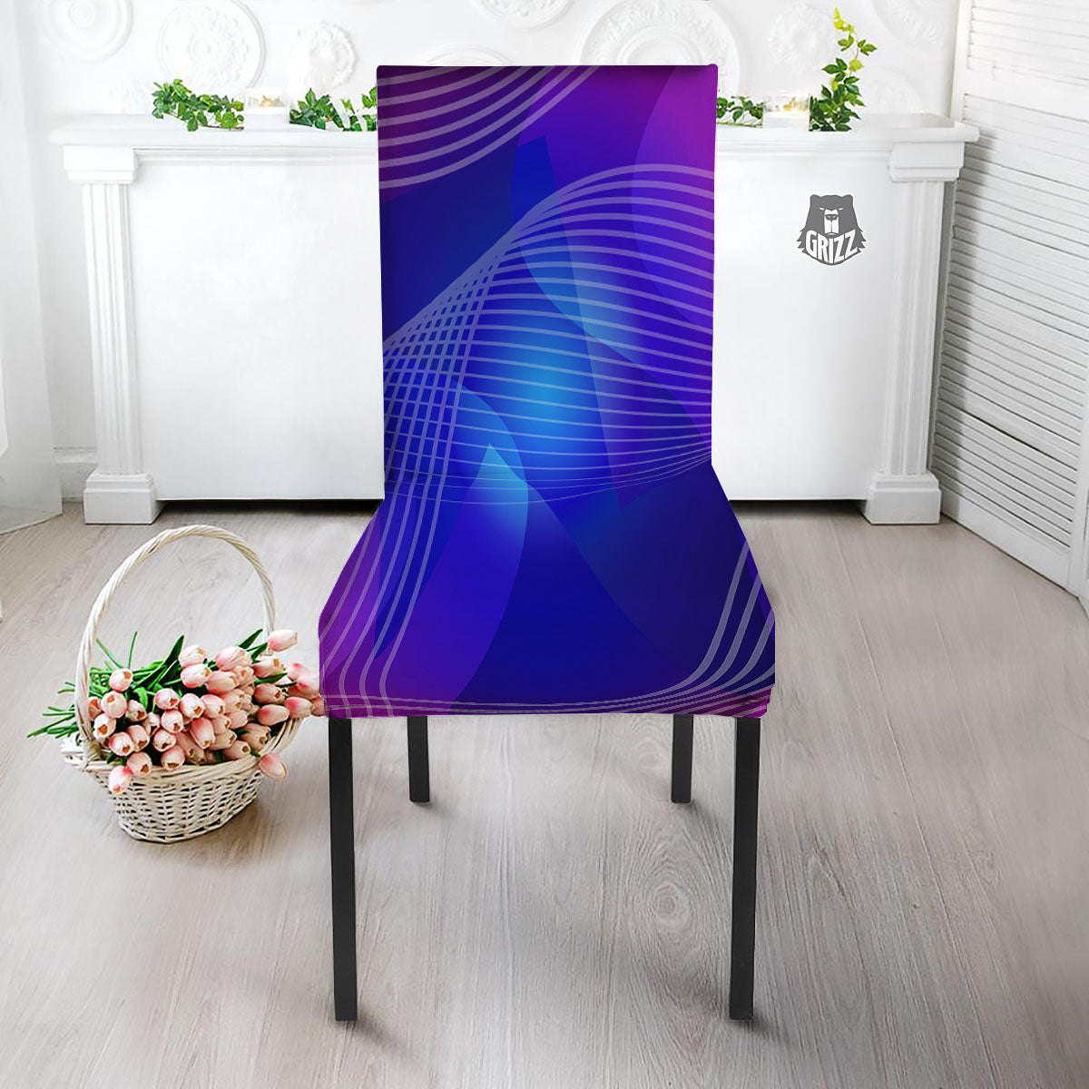 Wave EDM Print Dining Chair Slipcover-grizzshop