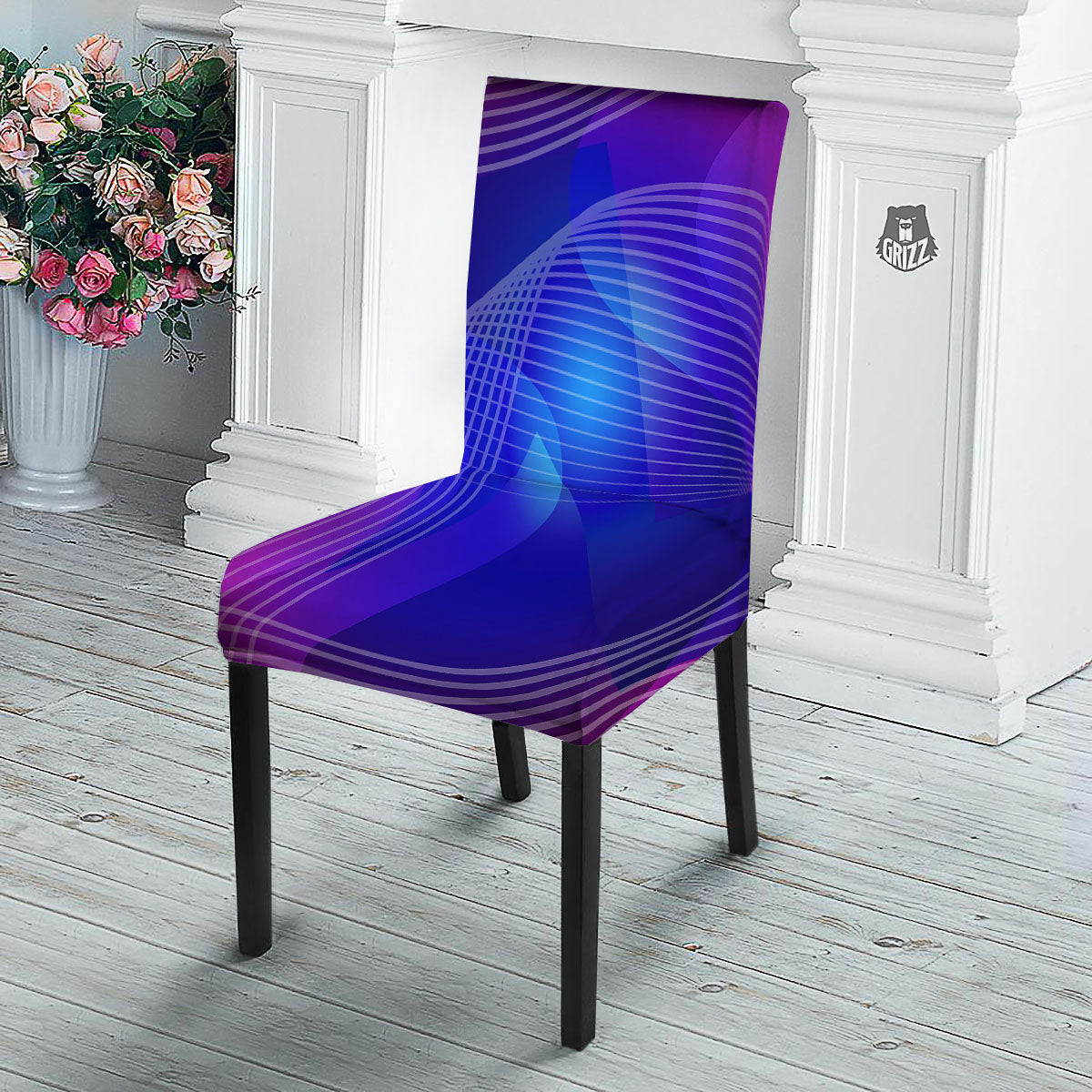 Wave EDM Print Dining Chair Slipcover-grizzshop