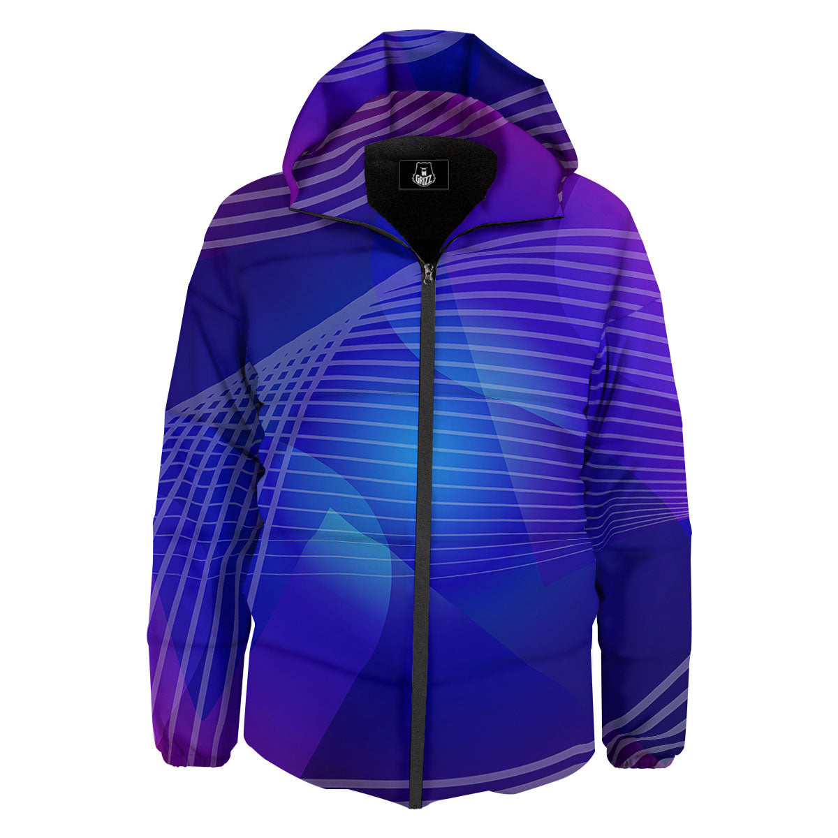 Wave EDM Print Down Jacket-grizzshop