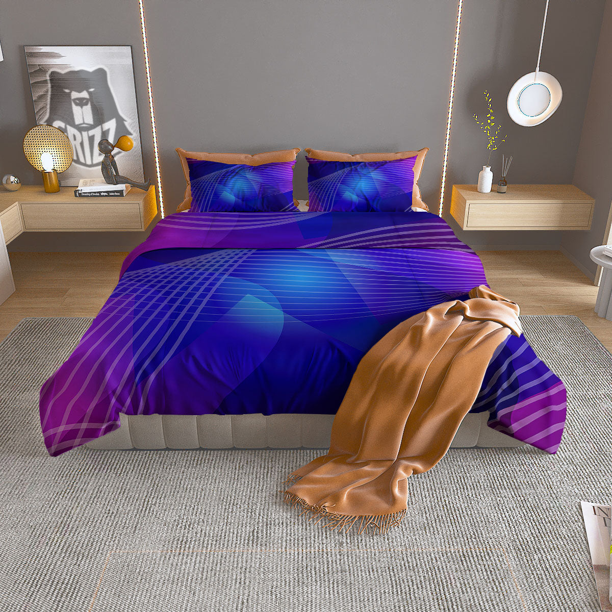 Wave EDM Print Duvet Cover Bedding Set