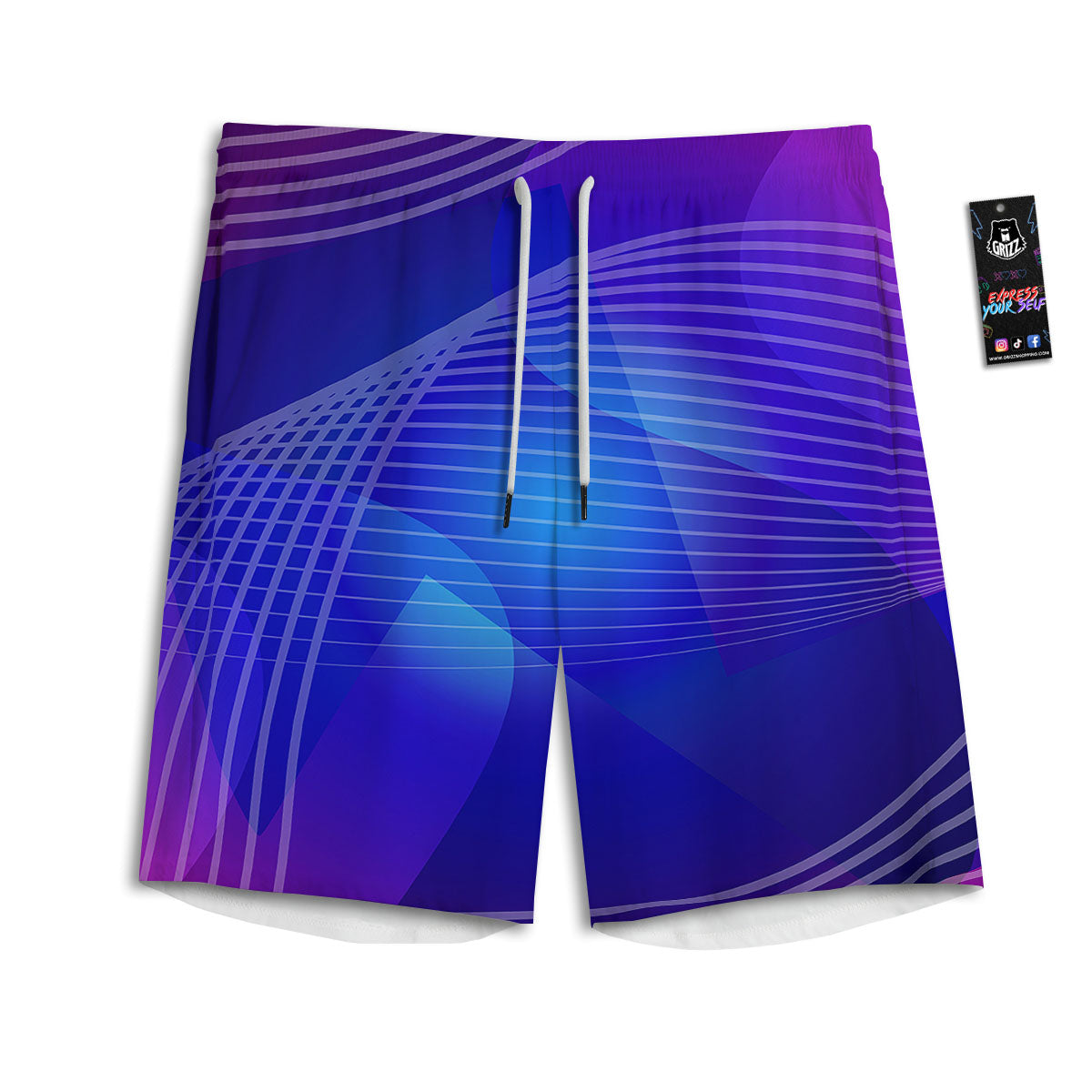 White Gingham And Yellow Honey Print Men's Athletic Shorts