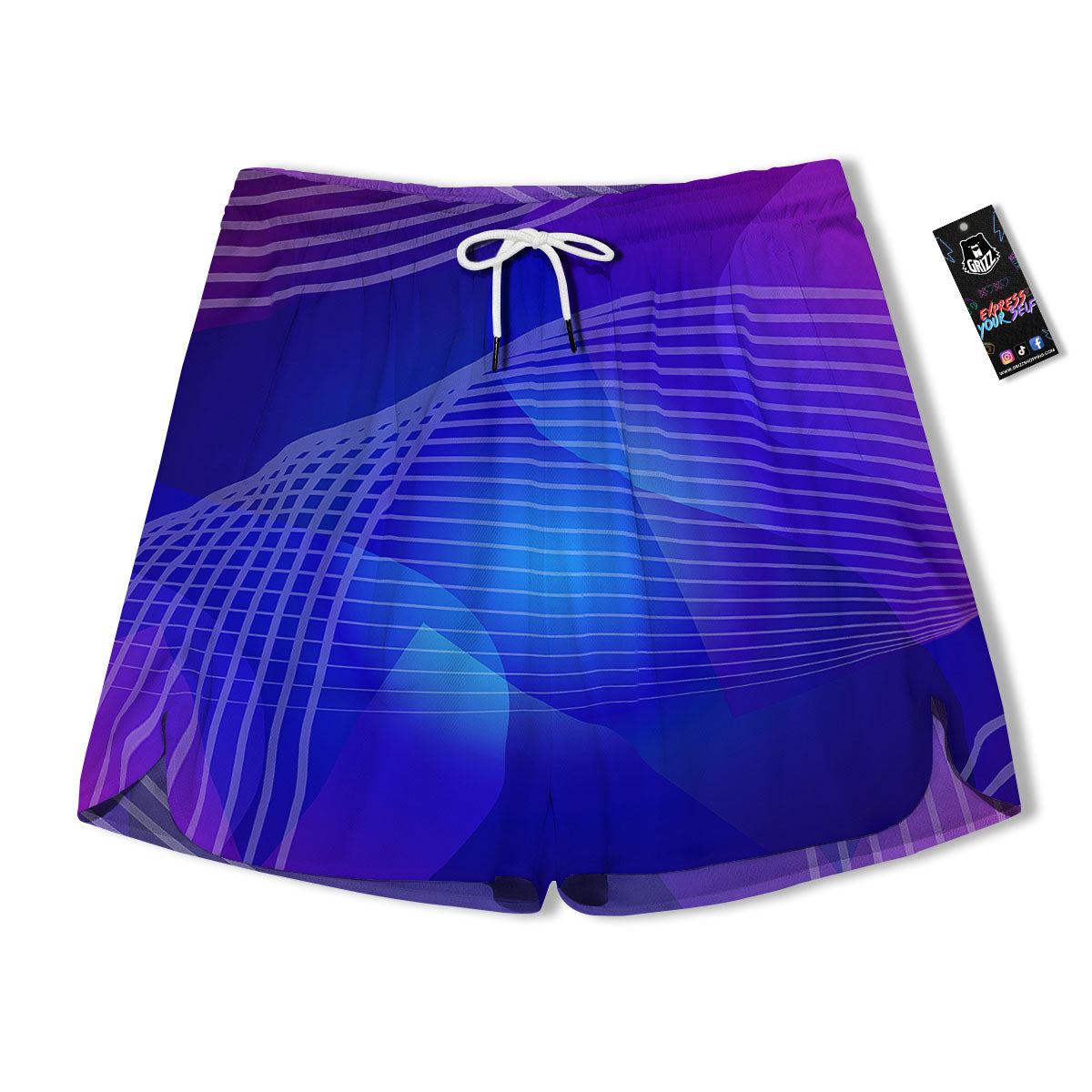 Wave EDM Print Men's Running Shorts-grizzshop