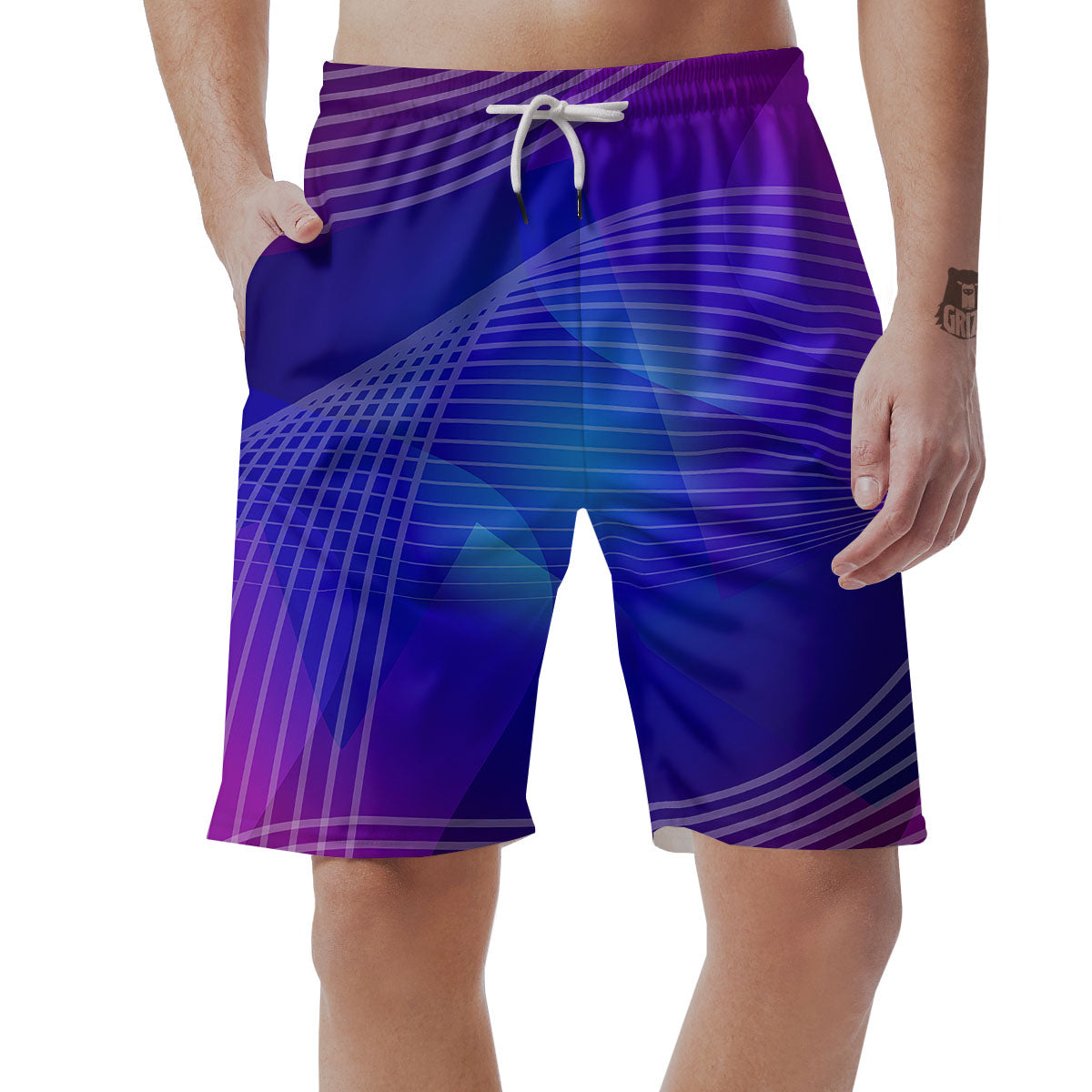 Wave EDM Print Men's Shorts-grizzshop