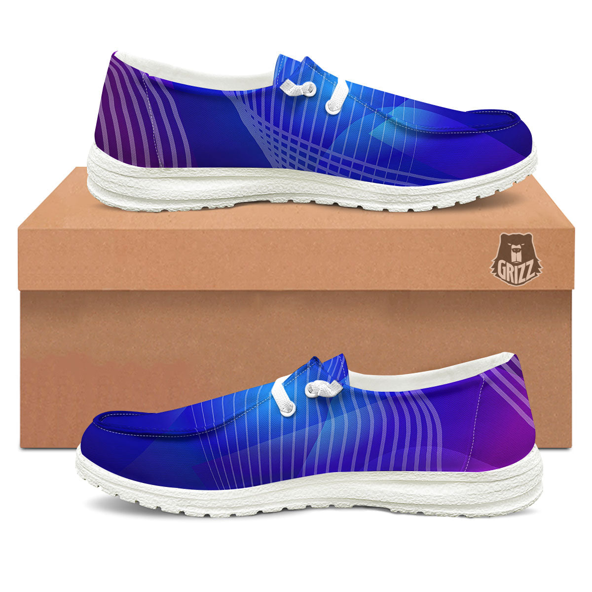 Wave EDM Print White Loafers-grizzshop