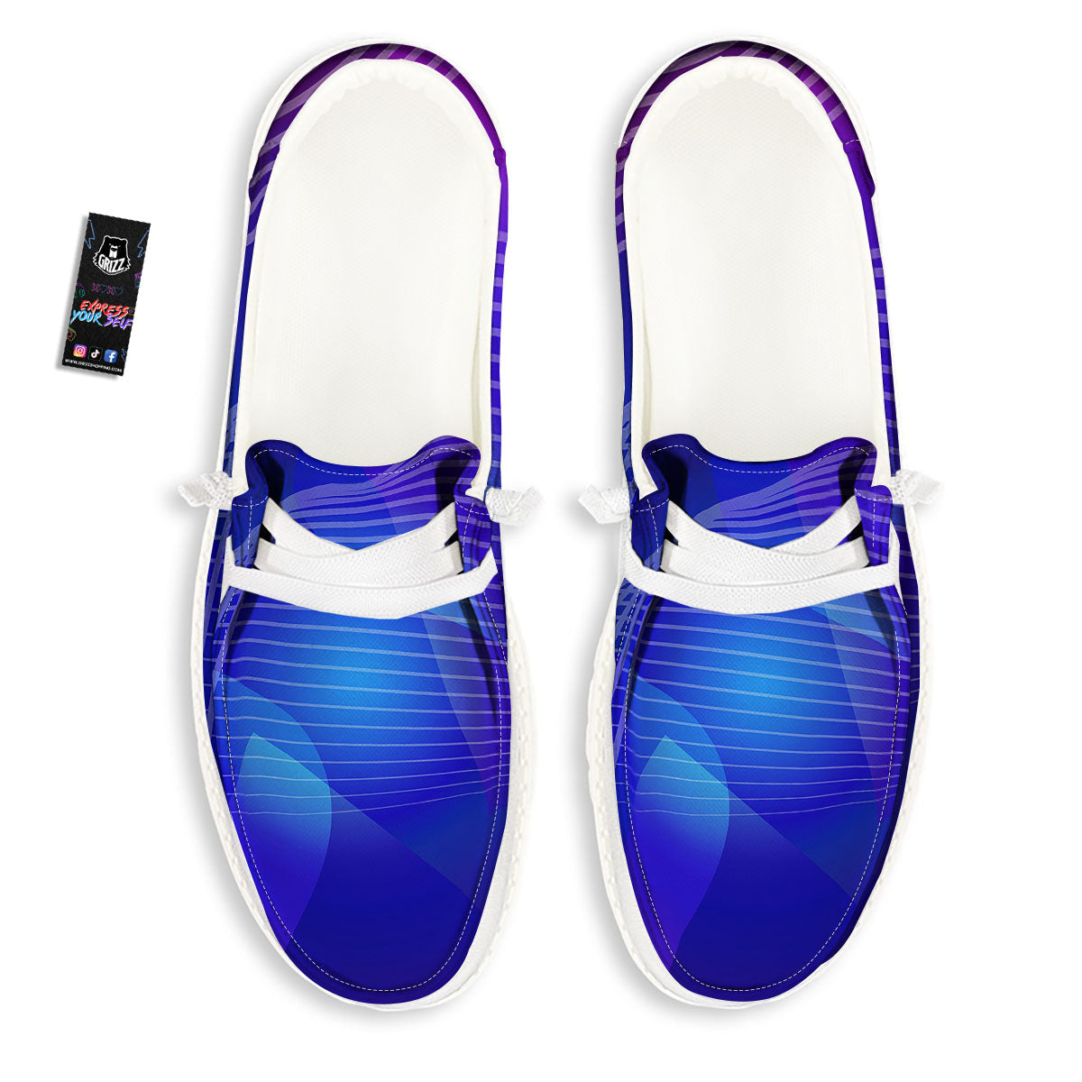 Wave EDM Print White Loafers-grizzshop