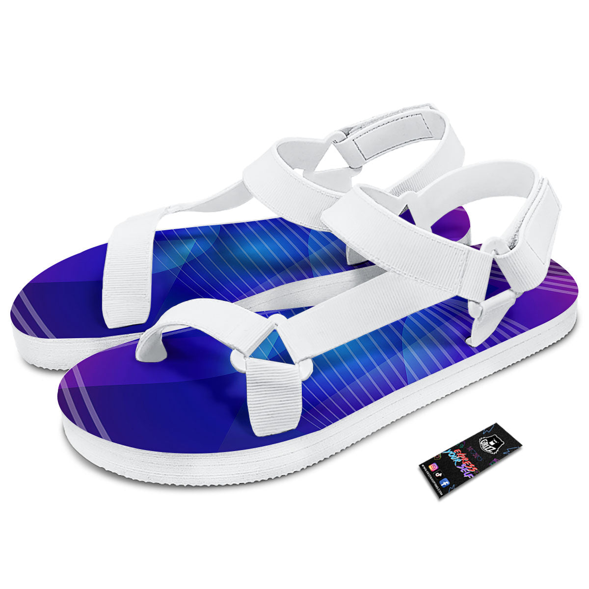 Wave EDM Print White Open Toe Sandals-grizzshop