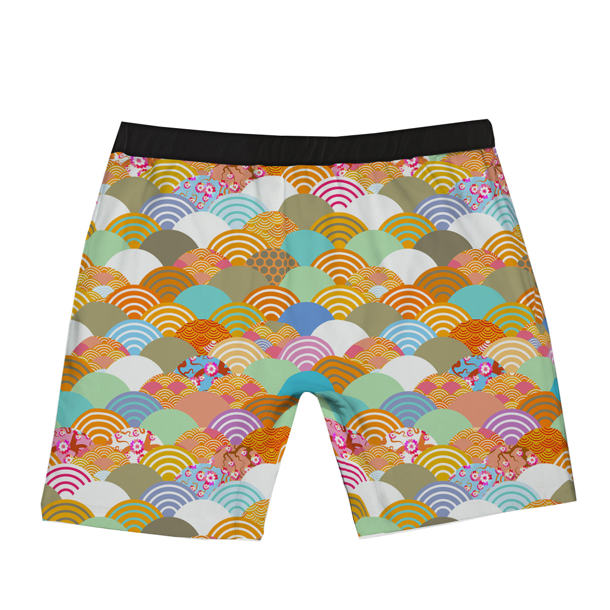 Wave Japanese Flower Colorful Print Pattern Boxer Briefs-grizzshop
