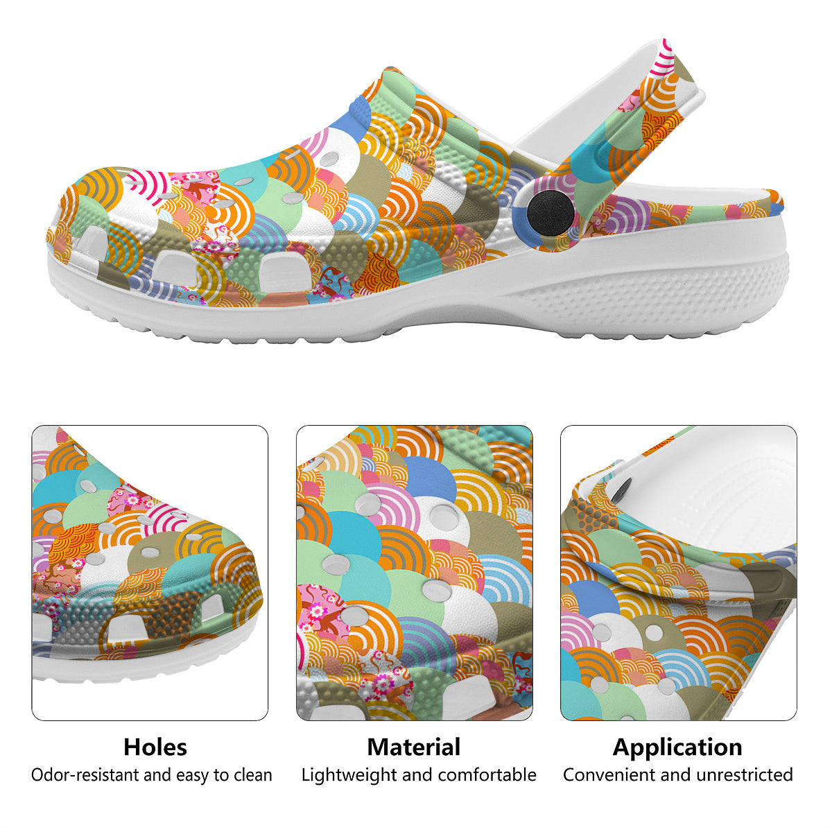 Wave Japanese Flower Colorful Print Pattern Clog-grizzshop